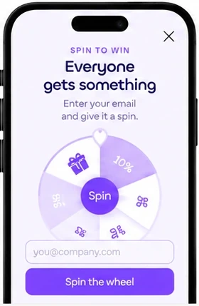 Spin to win popup on a phone