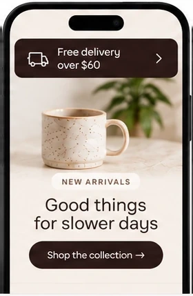 Announcement bar popup on a phone
