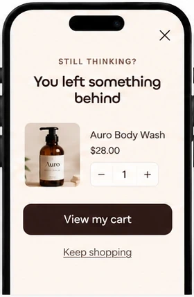 Cart recovery popup on a phone