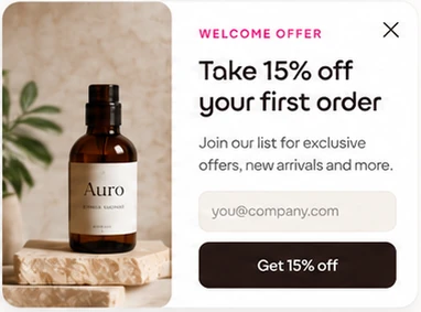 Welcome offer popup